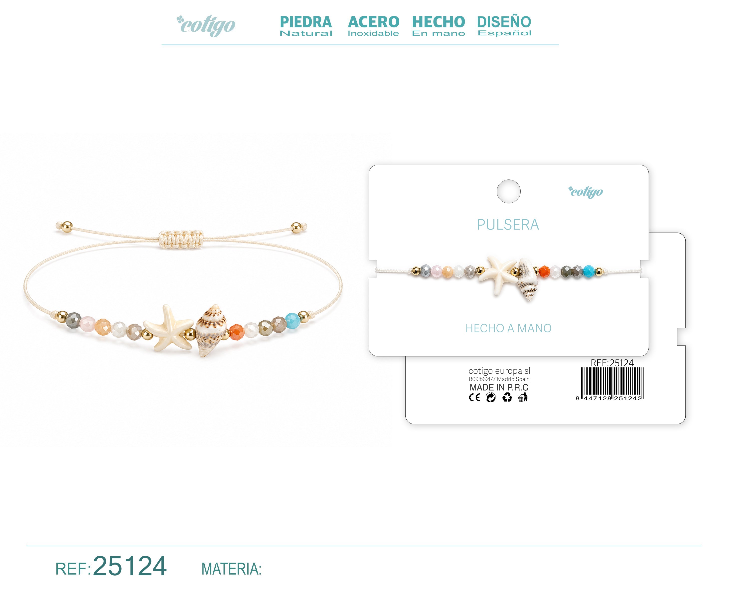 Pulsera de Piedras Naturales con Estrella de Mar y Concha – vista principal