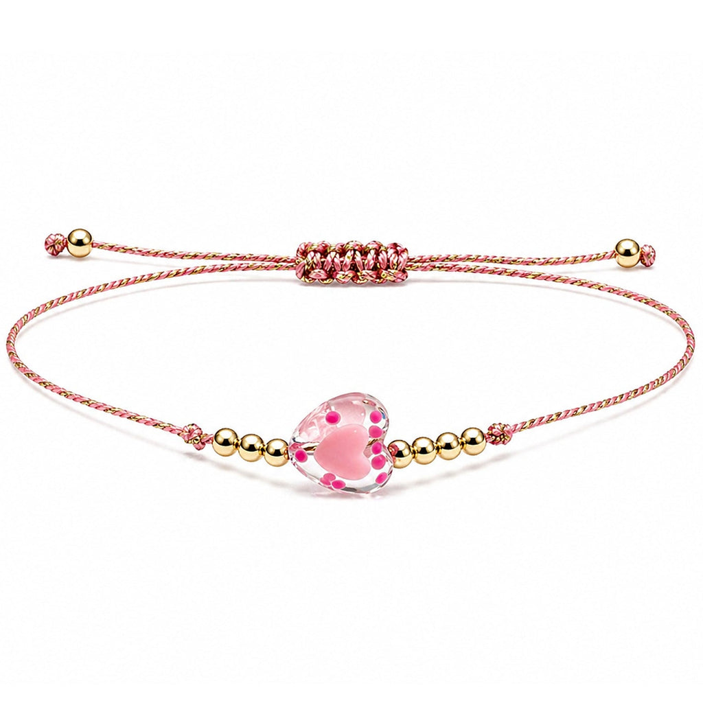 Pulsera de Hilo con Corazón de Cristal – vista principal del diseño hilo con corazón de cristal
