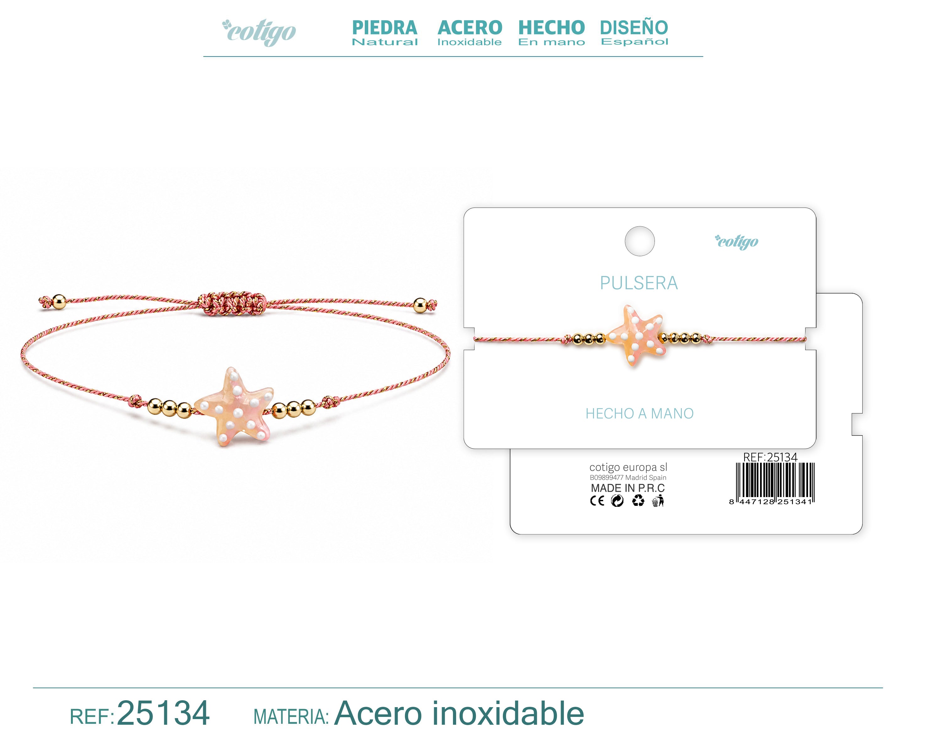 Pulsera de Hilo con Estrella de Mar – vista principal del diseño hilo con estrella de mar