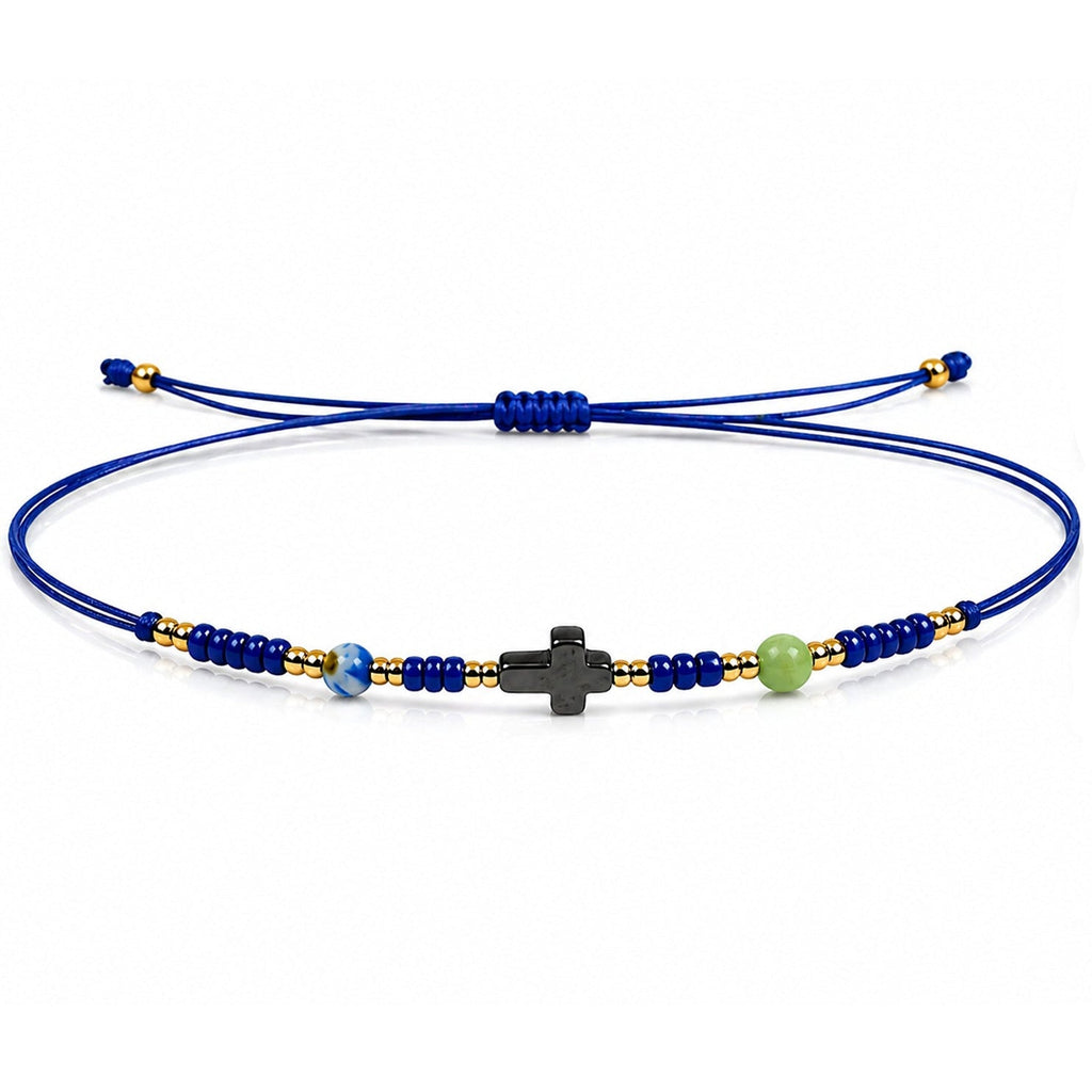 Pulsera de Piedras Naturales con Cruz – vista principal del diseño piedras naturales con cruz