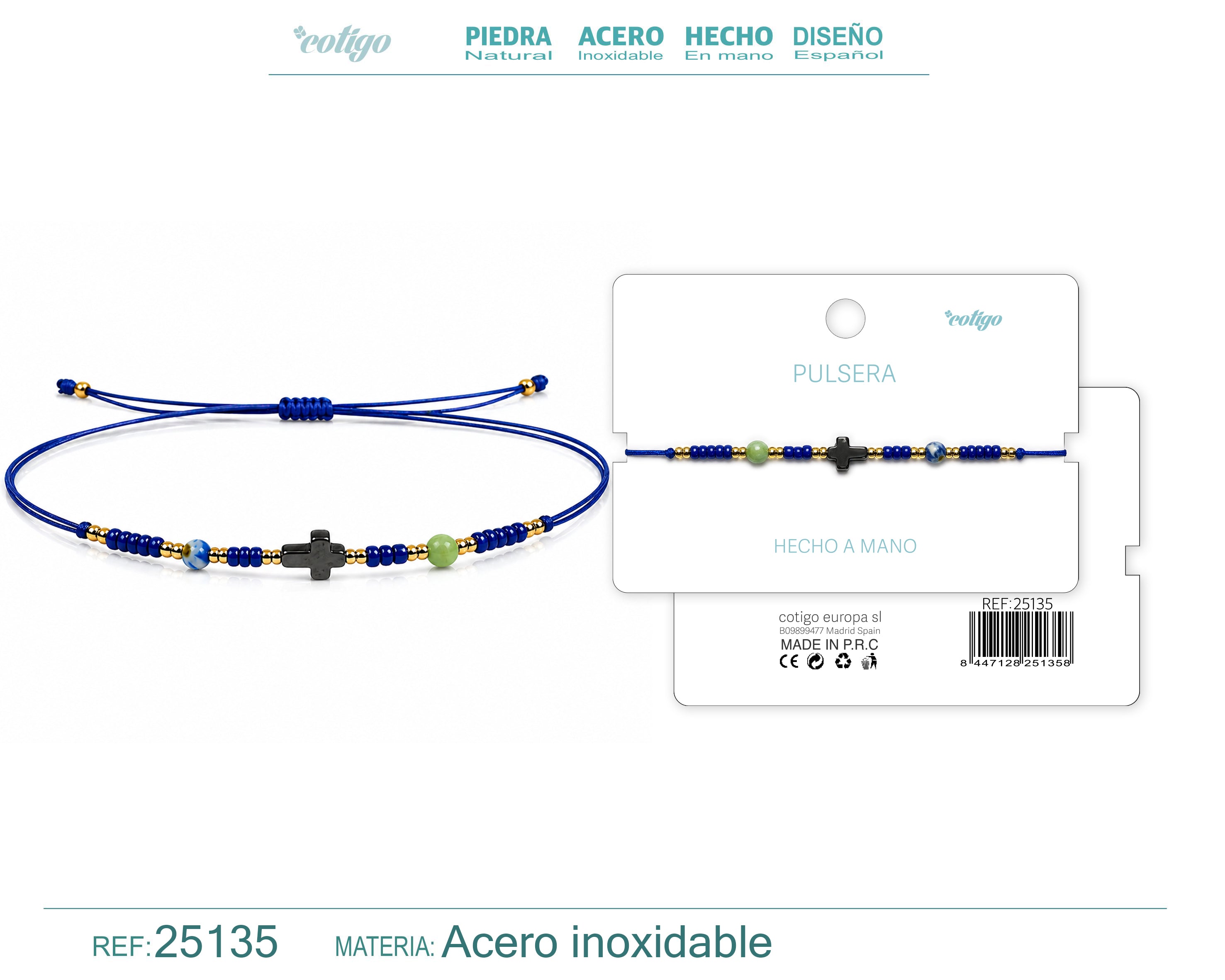 Pulsera de Piedras Naturales con Cruz – vista principal del diseño piedras naturales con cruz