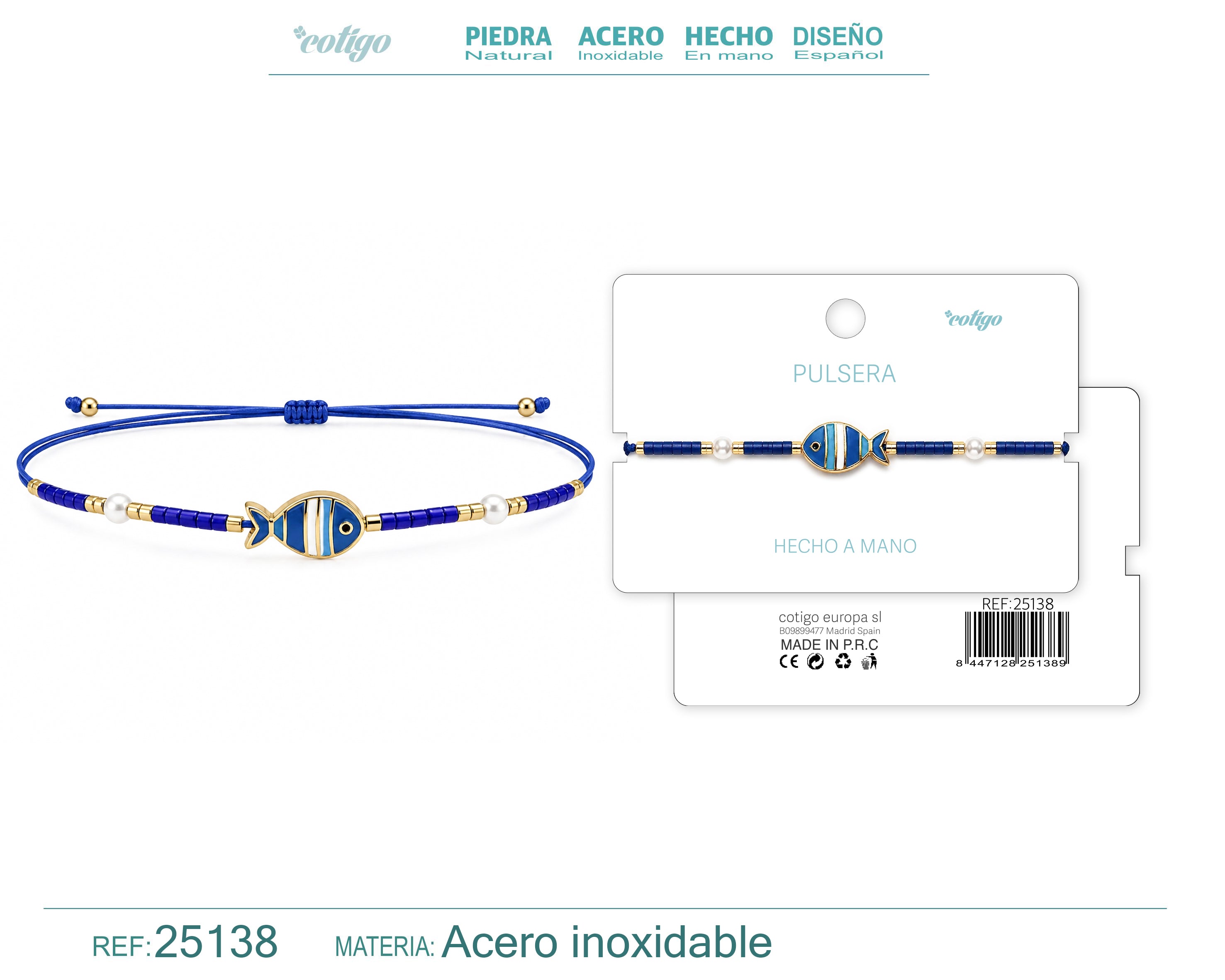 Pulsera de Cuentas con Pez a Rayas – vista principal del diseño cuentas con pez a rayas