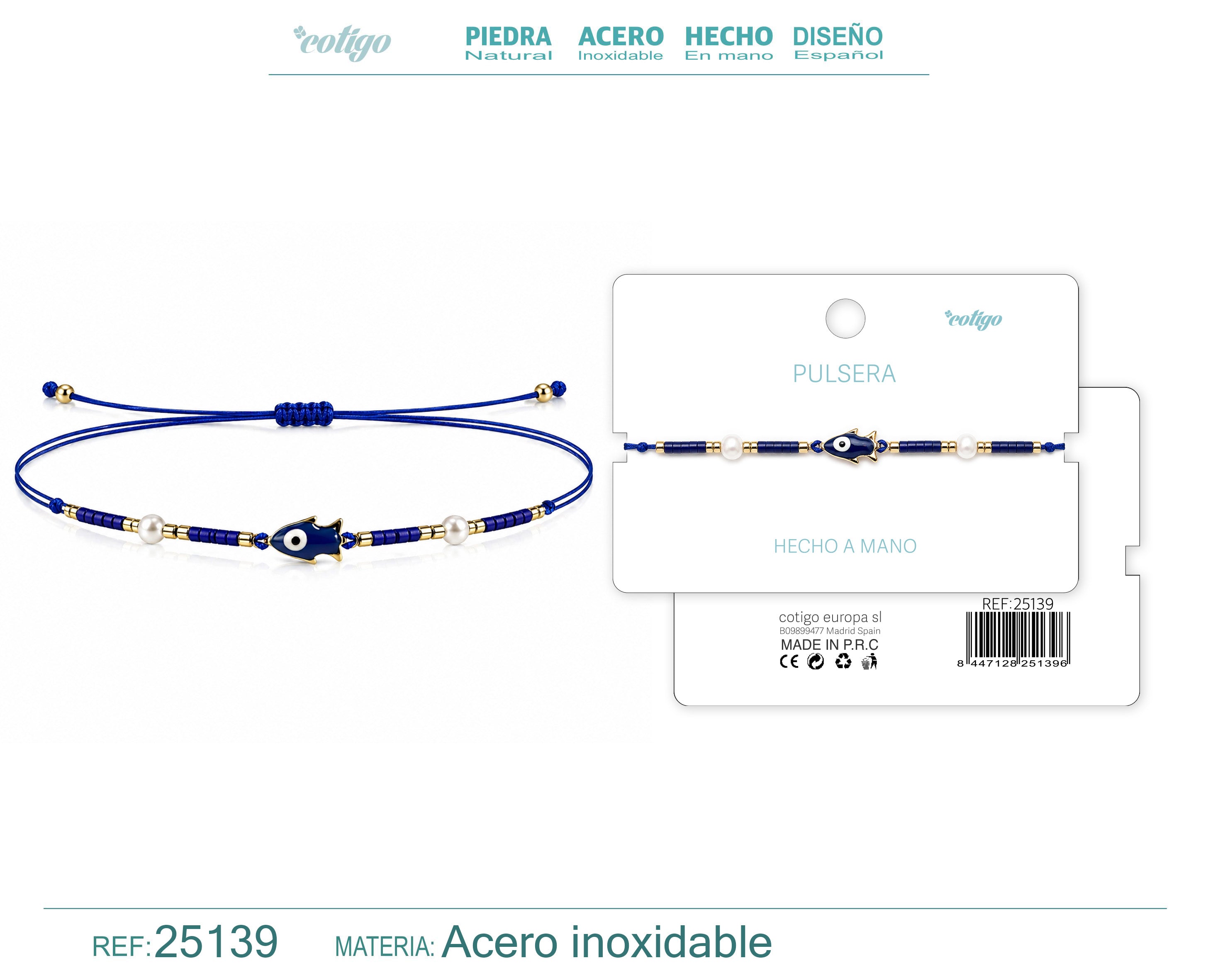 Pulsera de Cuentas con Pez y Ojo Turco – vista principal del diseño cuentas con pez y ojo turco