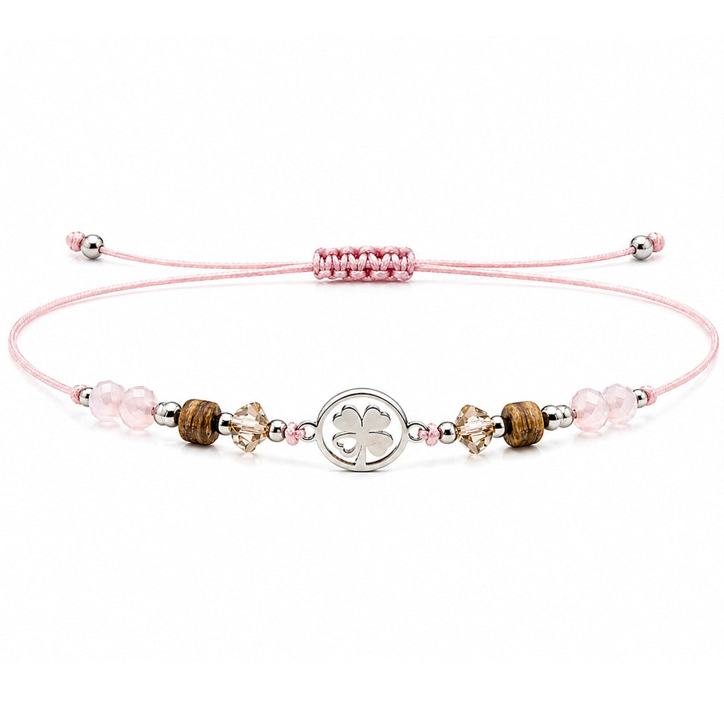Pulsera de Piedras Naturales con Trébol – vista principal del diseño piedras naturales con trébol