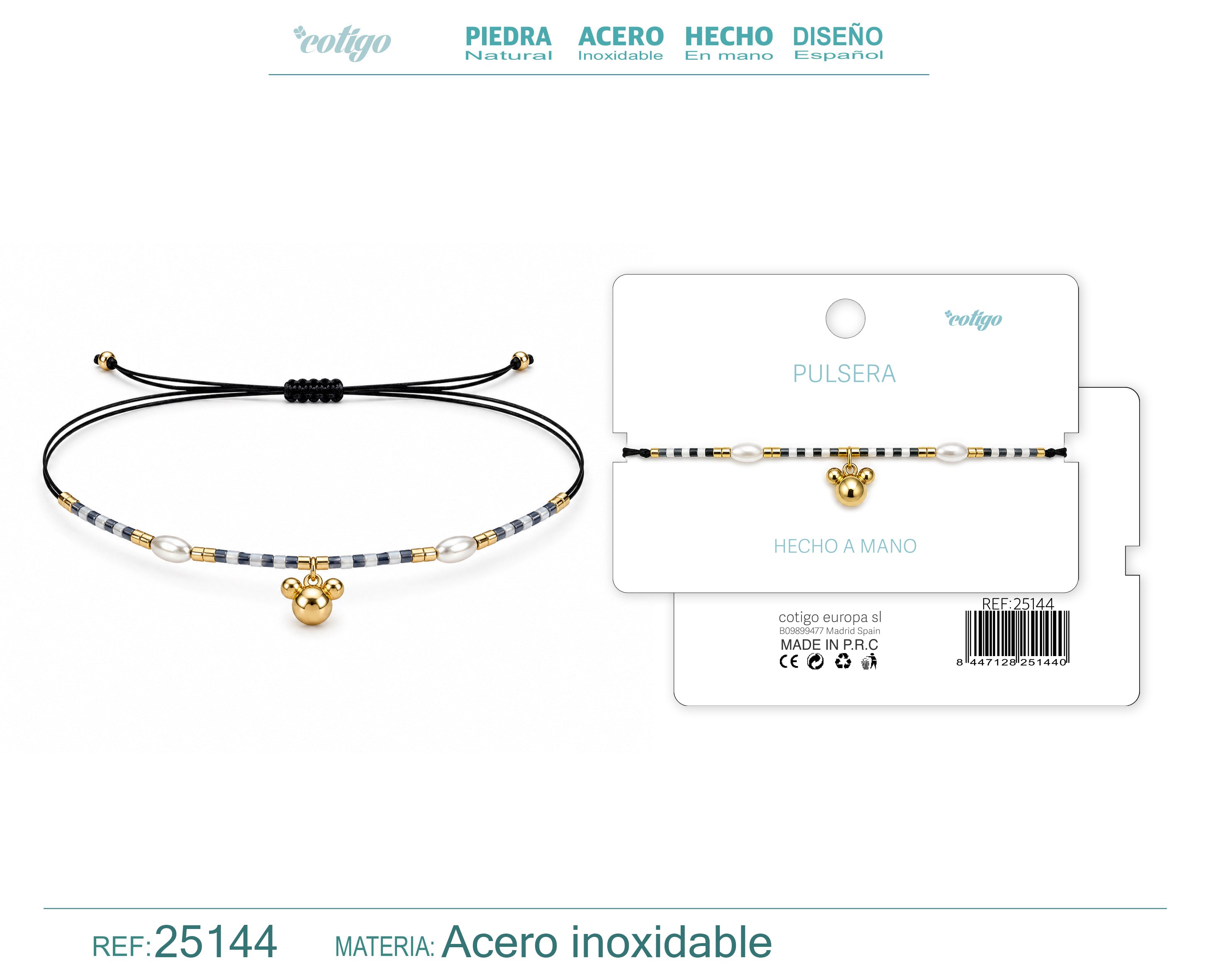 Pulsera de Cuentas con Silueta de Ratón – vista principal del diseño cuentas con silueta de ratón