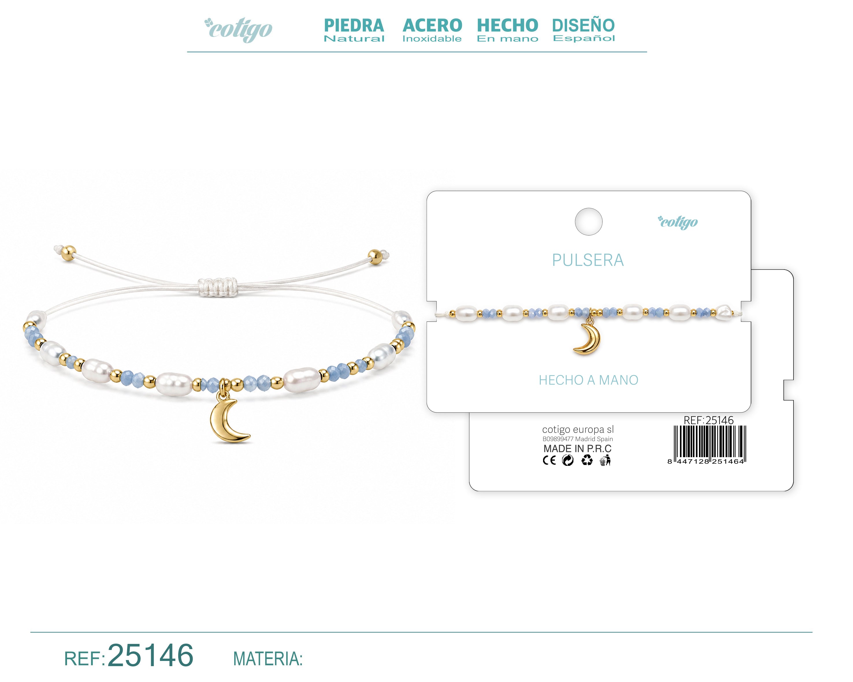 Pulsera de Perlas con Luna – vista principal del diseño perlas con luna