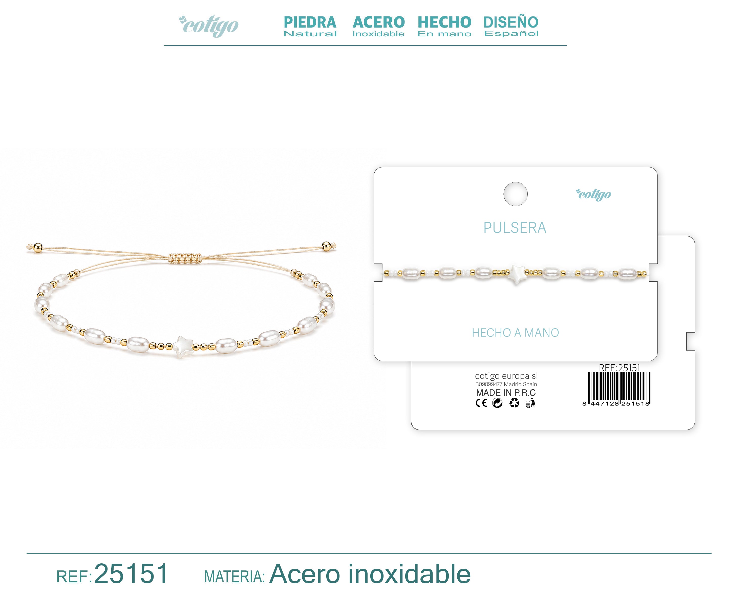 Pulsera de Perlas con Estrella – vista principal del diseño perlas con estrella