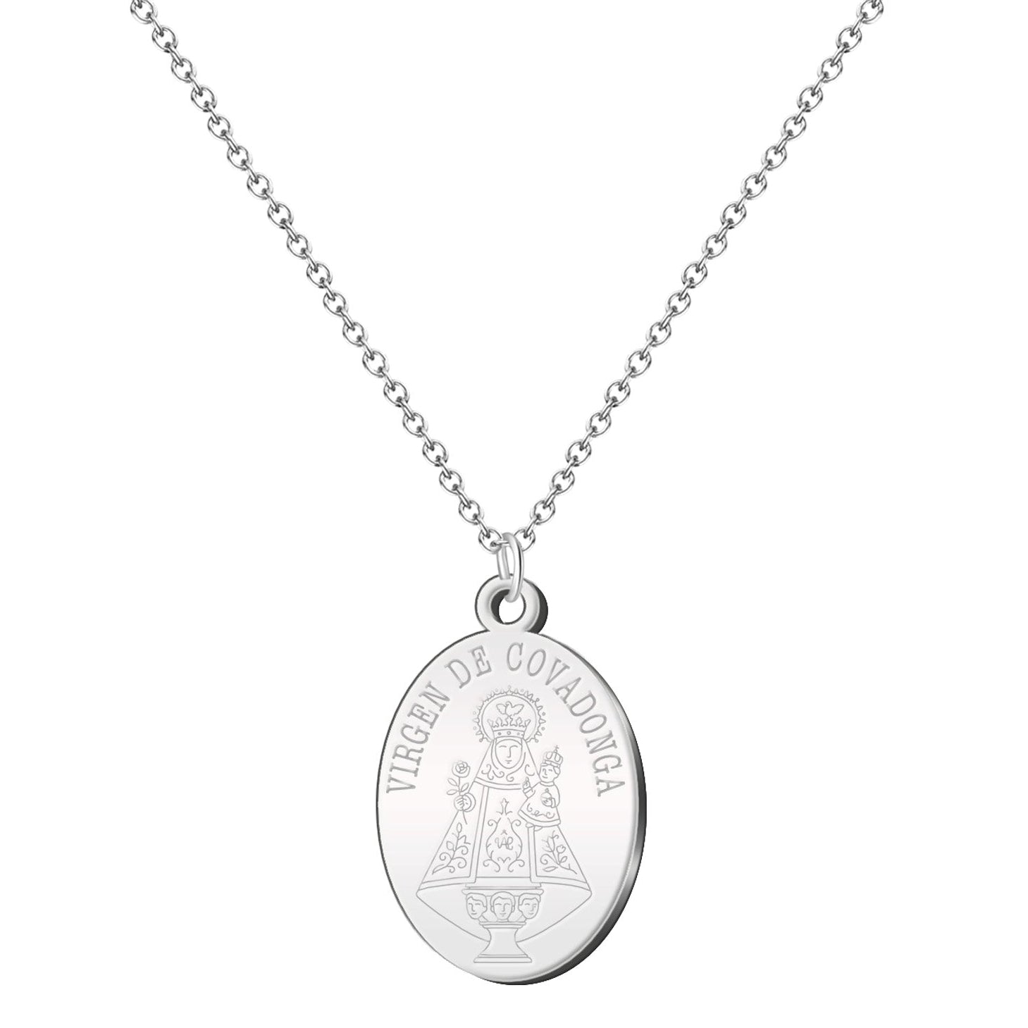 Colgante Medalla Virgen de Covadonga en Acero Inoxidable – vista principal del diseño medalla virgen de covadonga