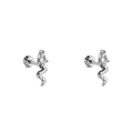 Piercing de Oreja Plateado con Zirconia Marquesa y Diseño Ondulado