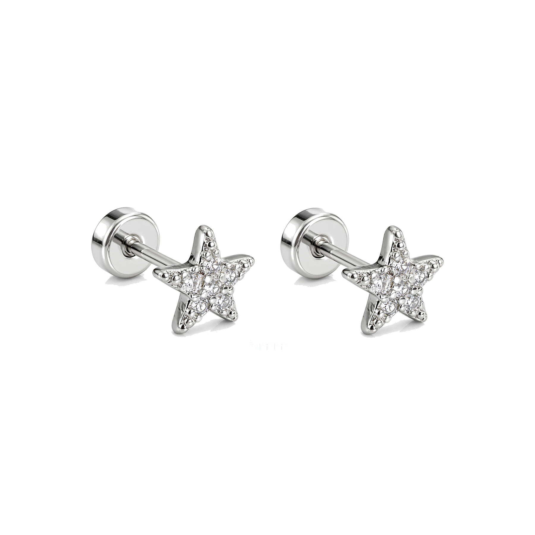 Piercing de Oreja Plateado con Estrella de Circonitas