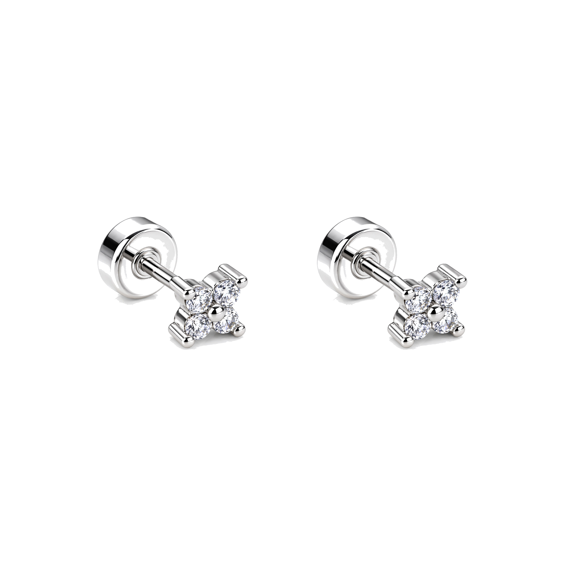 Piercing de Oreja Plateado con Estrella Pequeña de Circonita