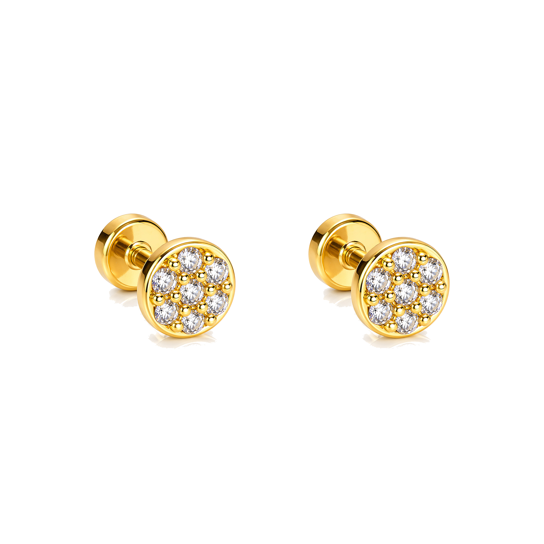 Piercing de Oreja Dorado con Circonitas Redondas