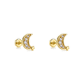 Piercing de Oreja Dorado con Luna de Circonitas
