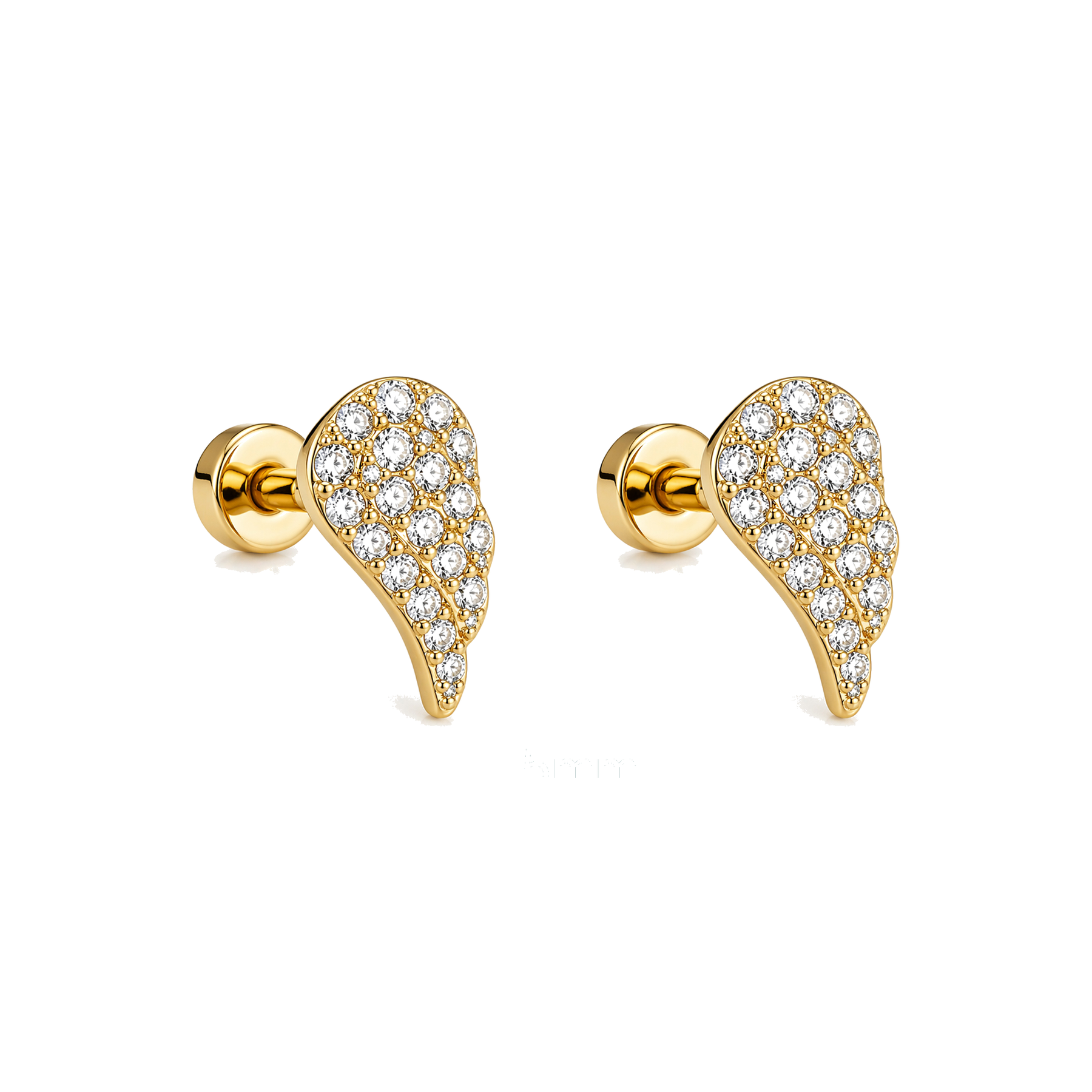 Piercing de Oreja Dorado con Ala de Circonitas
