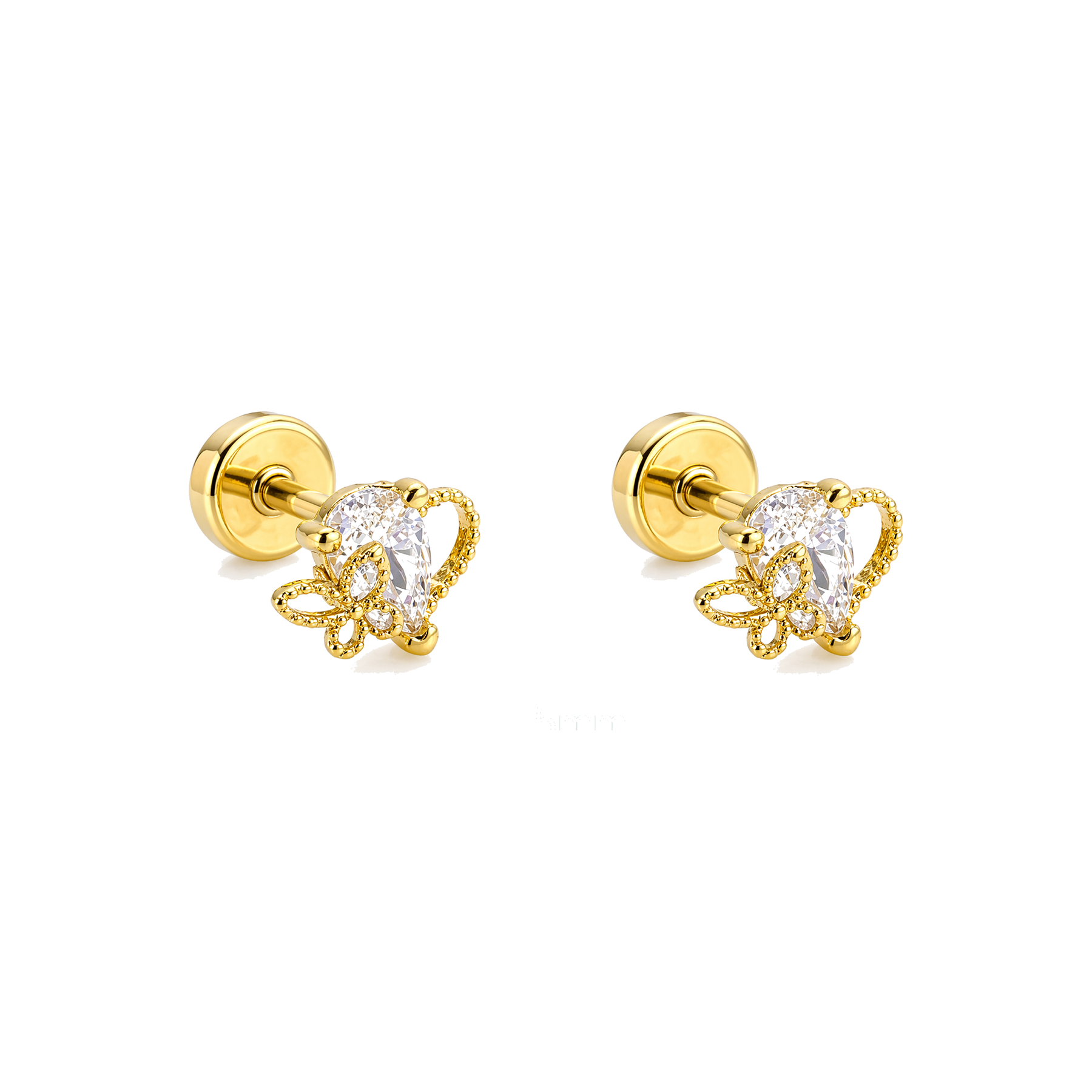 Piercing de Oreja Dorado con Mariposa de Circonitas