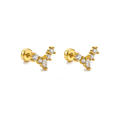 Piercing de Oreja Dorado con Rama Doble de Circonitas