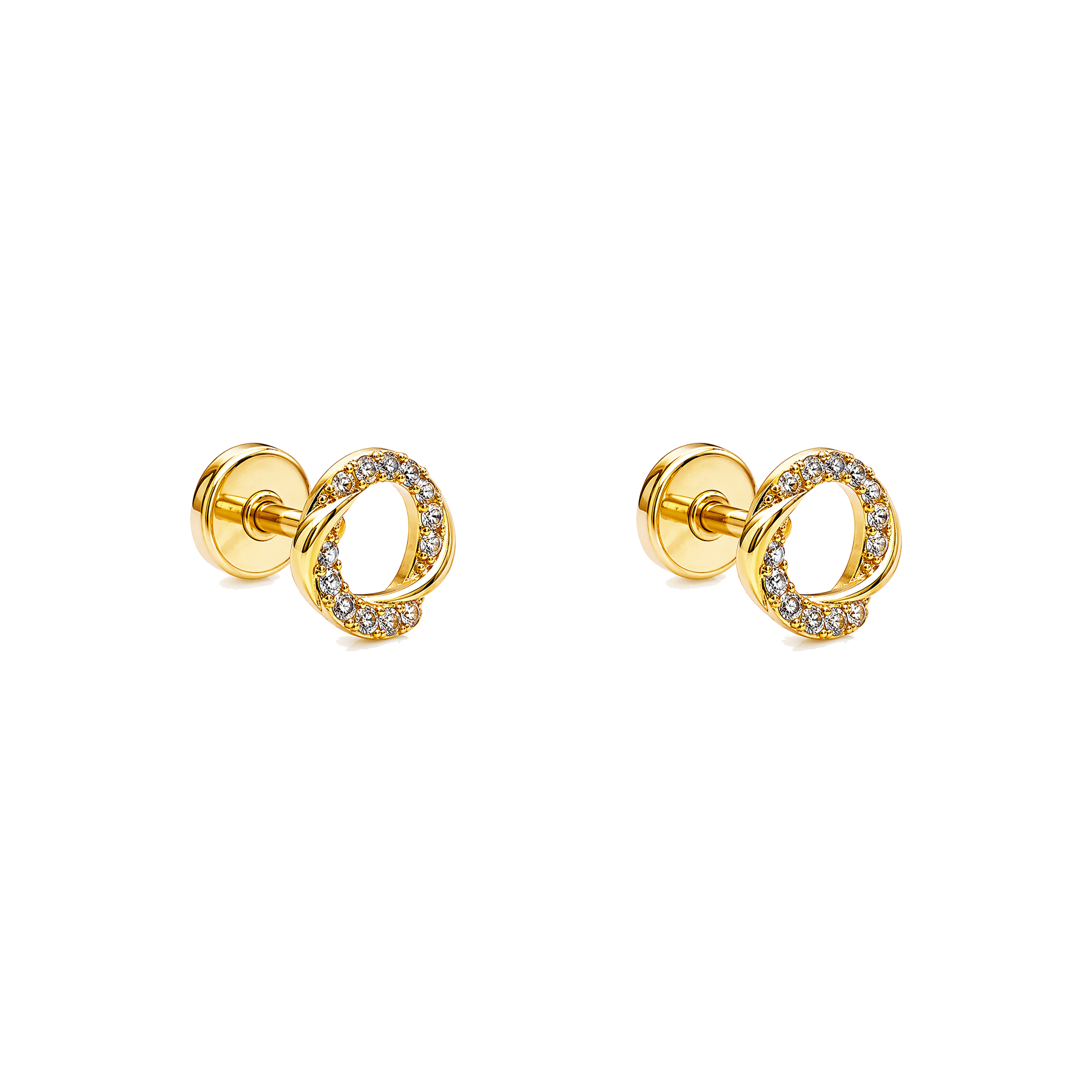 Piercing de Oreja Dorado con Aro de Circonitas