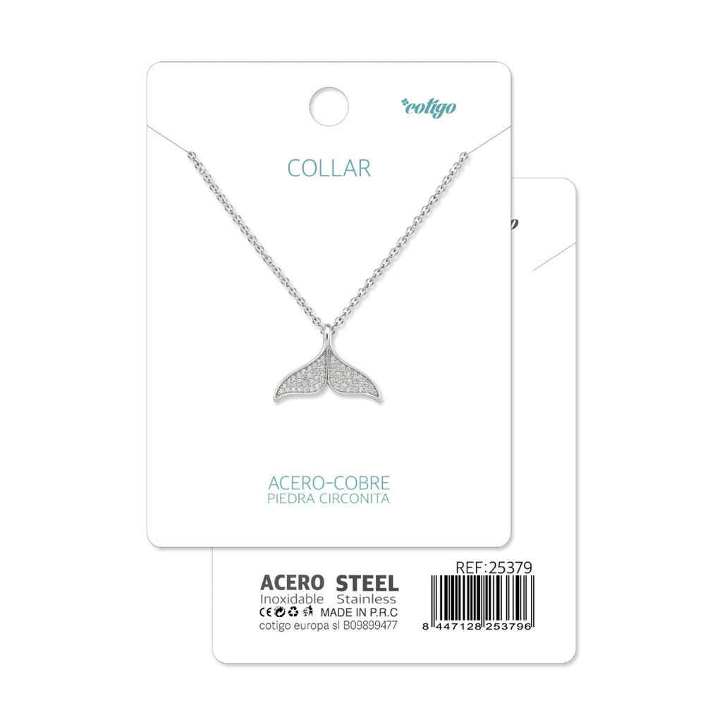 Tarjeta Cotigo con collar plateado de cola de sirena y referencia 25379.