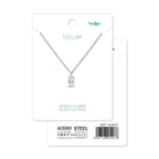 Tarjeta Cotigo con collar plateado con circonita rectangular y referencia 25407.