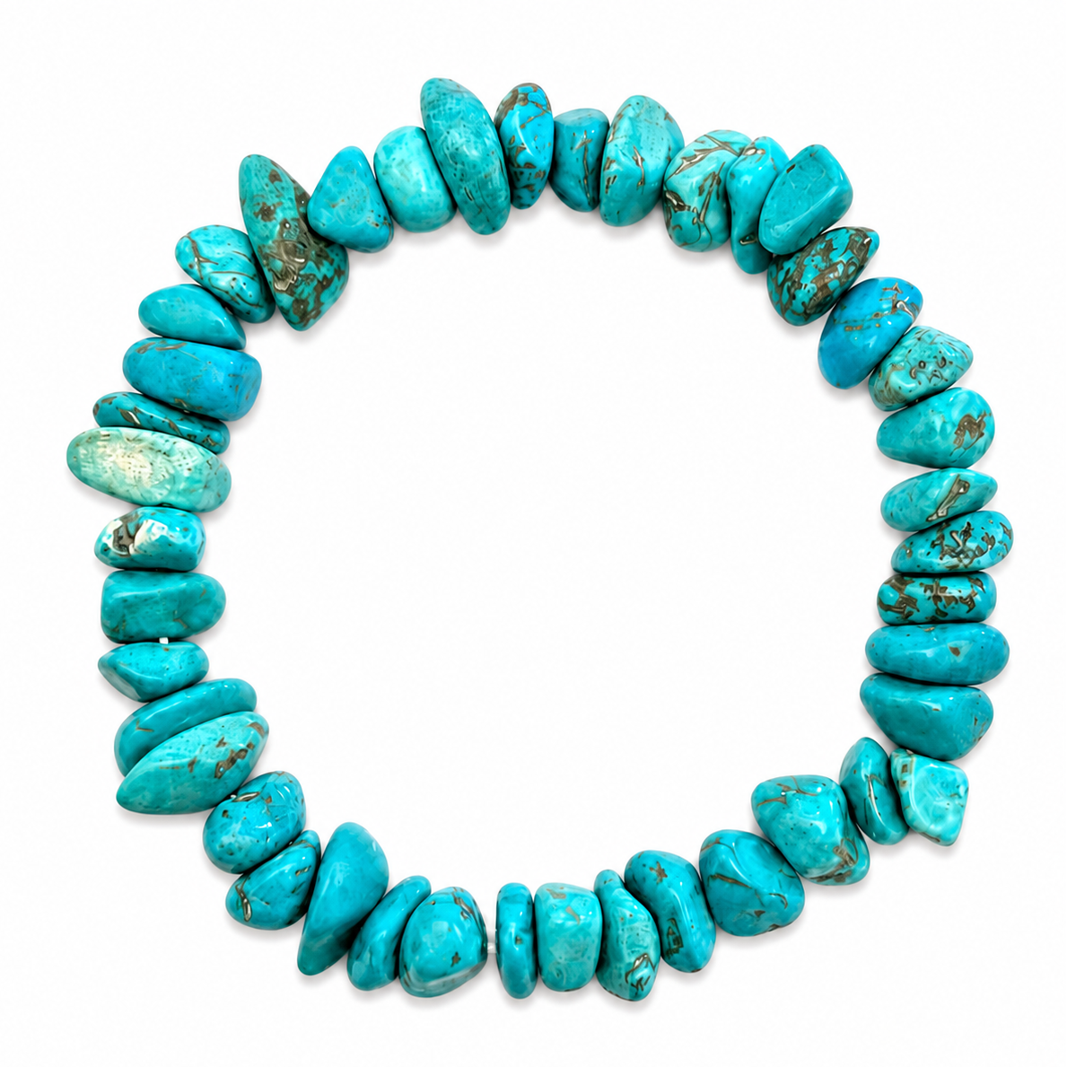 Pulsera chip de piedra natural color Turquesa sobre fondo blanco
