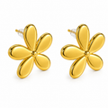Pendientes Flor Minimalista Dorados — par de pendientes sobre fondo blanco