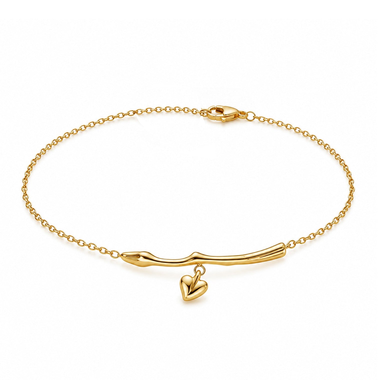 Pulsera fina con corazón en acero inoxidable dorado