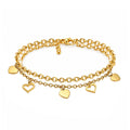Pulsera doble con corazones en acero inoxidable dorado