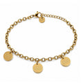 Pulsera de monedas dorada de acero inoxidable con tres colgantes