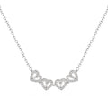 Collar Transformable de Cuatro Corazones en Acero Plateado