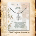 Collar Cruz de Caravaca con Cristo en Acero y Cordón - cotigo