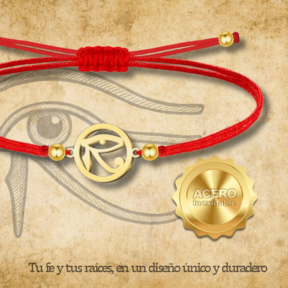 Pulsera Ojo de Horus Dorado de Hilo En.Rojo
