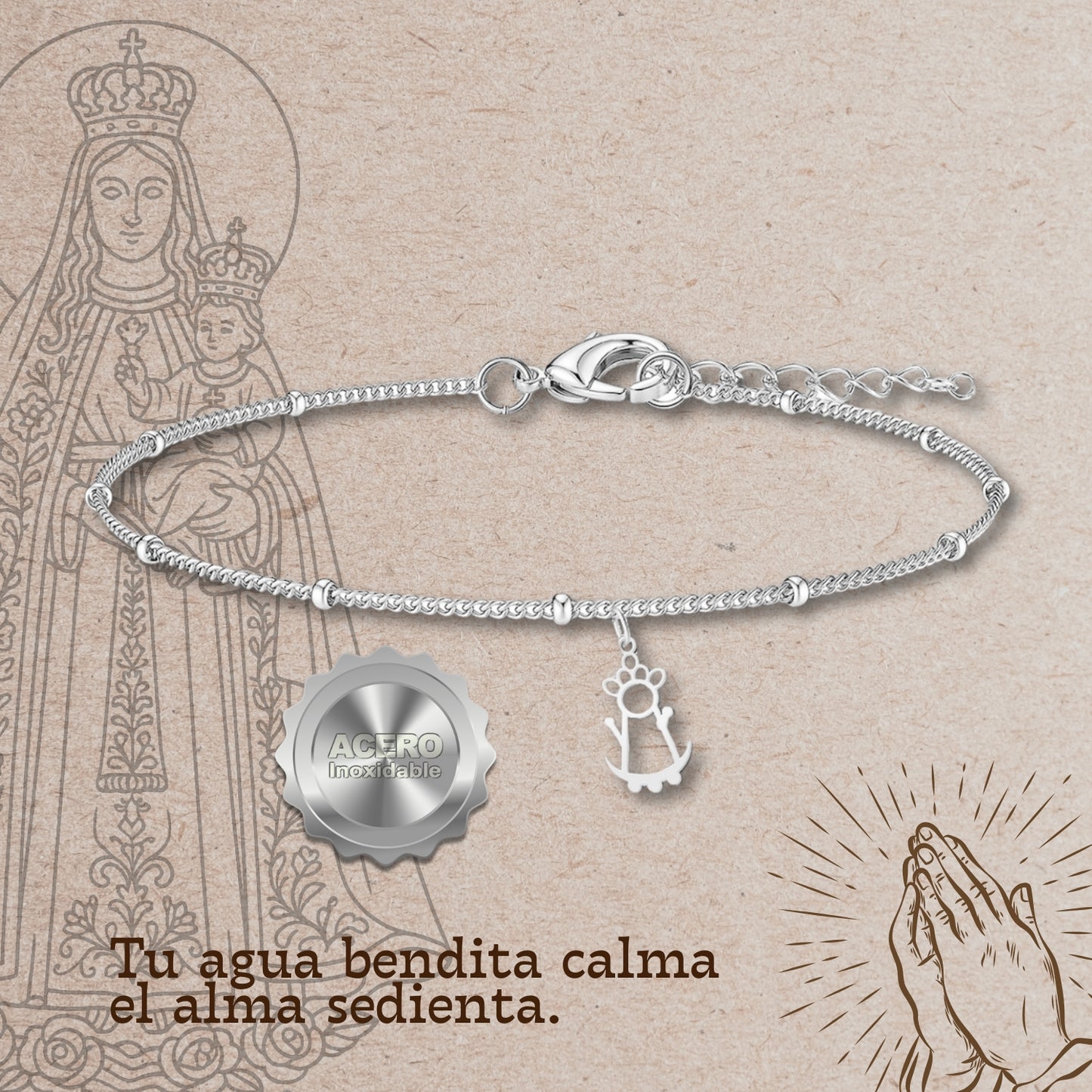Pulsera Virgen de la Fuensanta Acero plateado