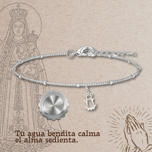 Pulsera Virgen de la Fuensanta Acero Plateado detalle