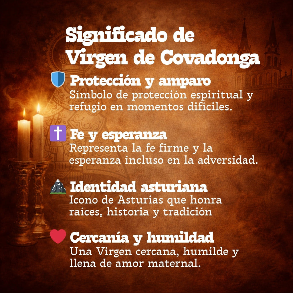 Pulsera 7 Nudos Virgen de Covadonga con Silueta Santina Acero Dorada cotigo