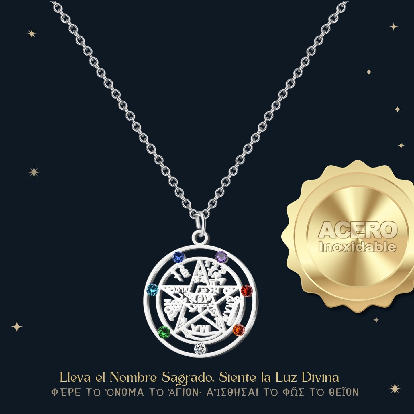 Colgante Tetragramaton Acero color Plateado