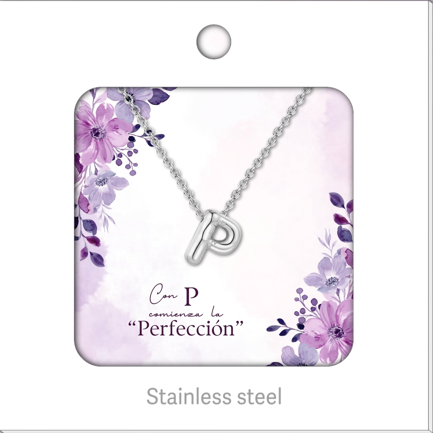 Collar Letra Inicial Acero Inoxidable con Tarjeta diseñado y Caja de Regalo, Regalo para Cumpleaños, Navidad, Día de Madera, San Valentín