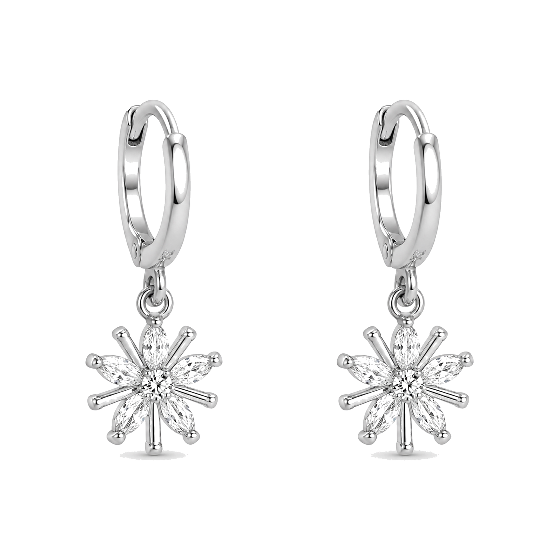 Pendientes de Aro Plateados con Estrella Brillante