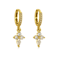 Pendientes de Aro Dorados con Flor y Circonita Marquesa