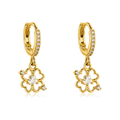 Pendientes de Aro Dorados con Flor Hueca