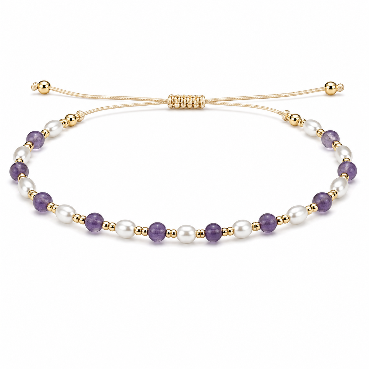 Pulsera Gris con Cuentas Efecto Perla