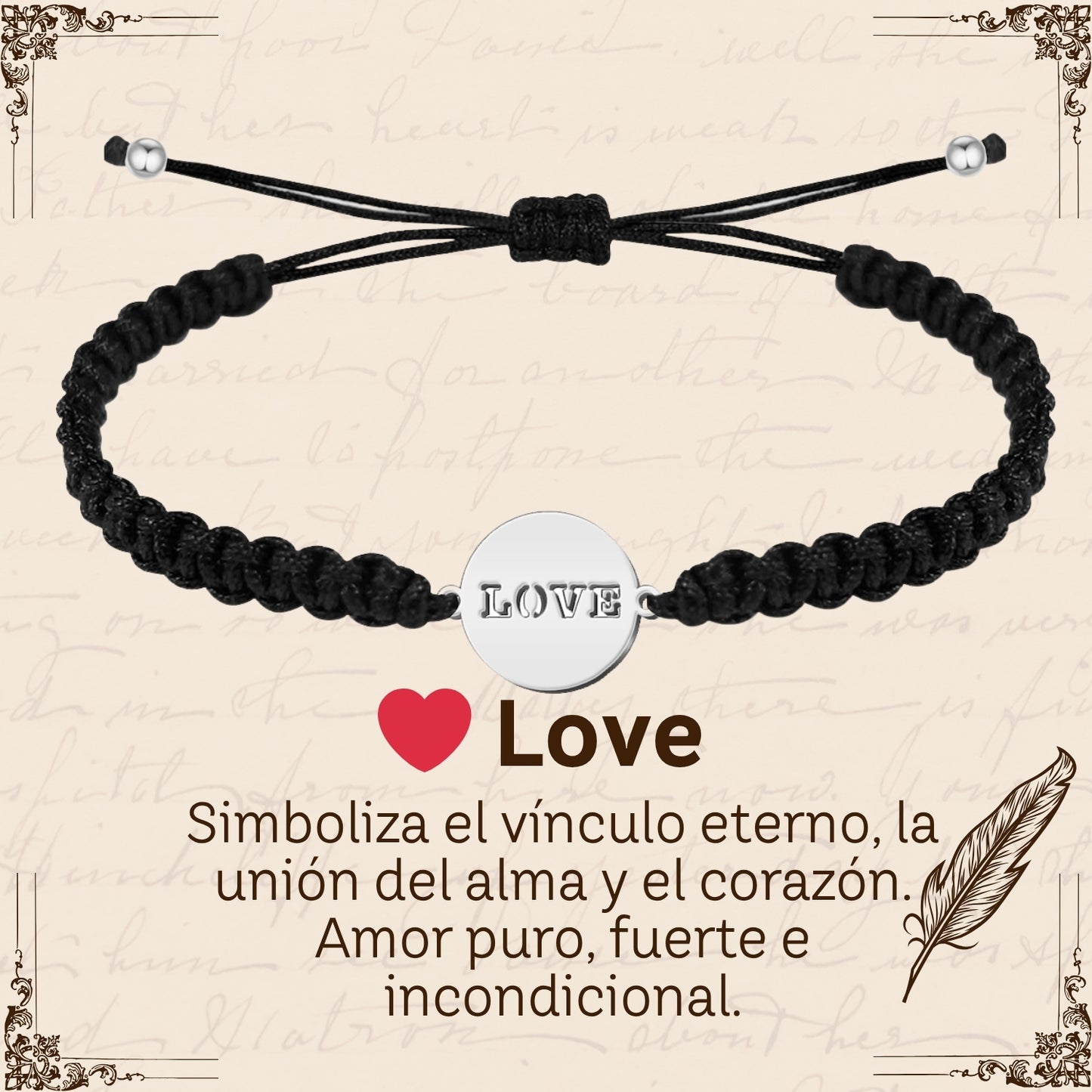 Pulsera Hilo Destino Hecho a Mano 🧵 con Amuleto de Suerte y Protección 🍀 en Acero Inoxidable 💎