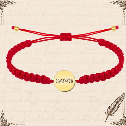 Pulsera Hilo Destino con Love Acero Dorado