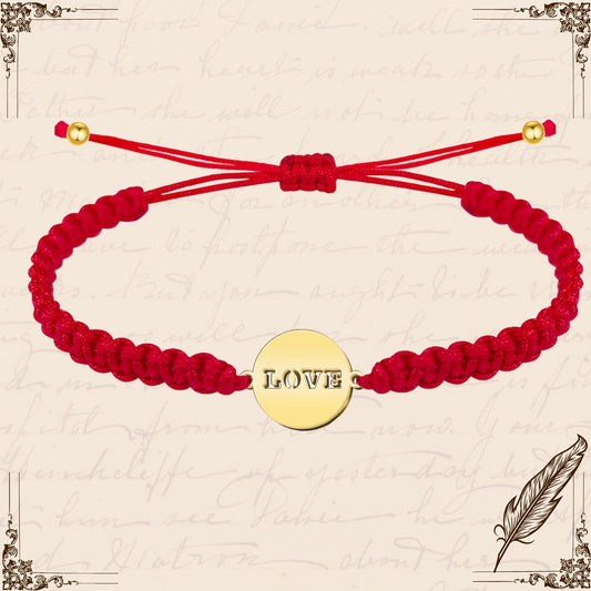 Pulsera Hilo Destino con Love Acero Dorado