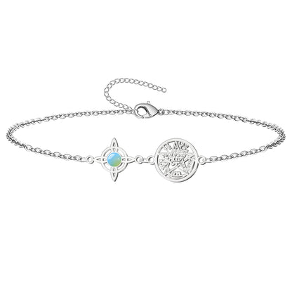 Colgante Tetragrammatón con Nudo de Bruja y Opalina – Amuleto de Calma y Energía Suave en Acero Inoxidable