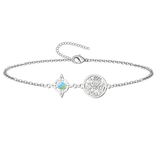 Colgante Tetragrammatón con Nudo de Bruja y Opalina – Amuleto de Calma y Energía Suave en Acero Inoxidable