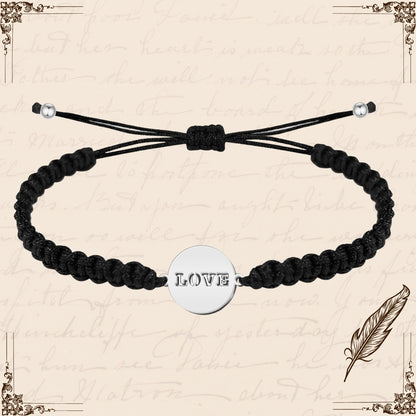 Pulsera Hilo Destino con Love Acero Plateado