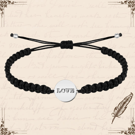 Pulsera Hilo Destino con Love Acero Plateado