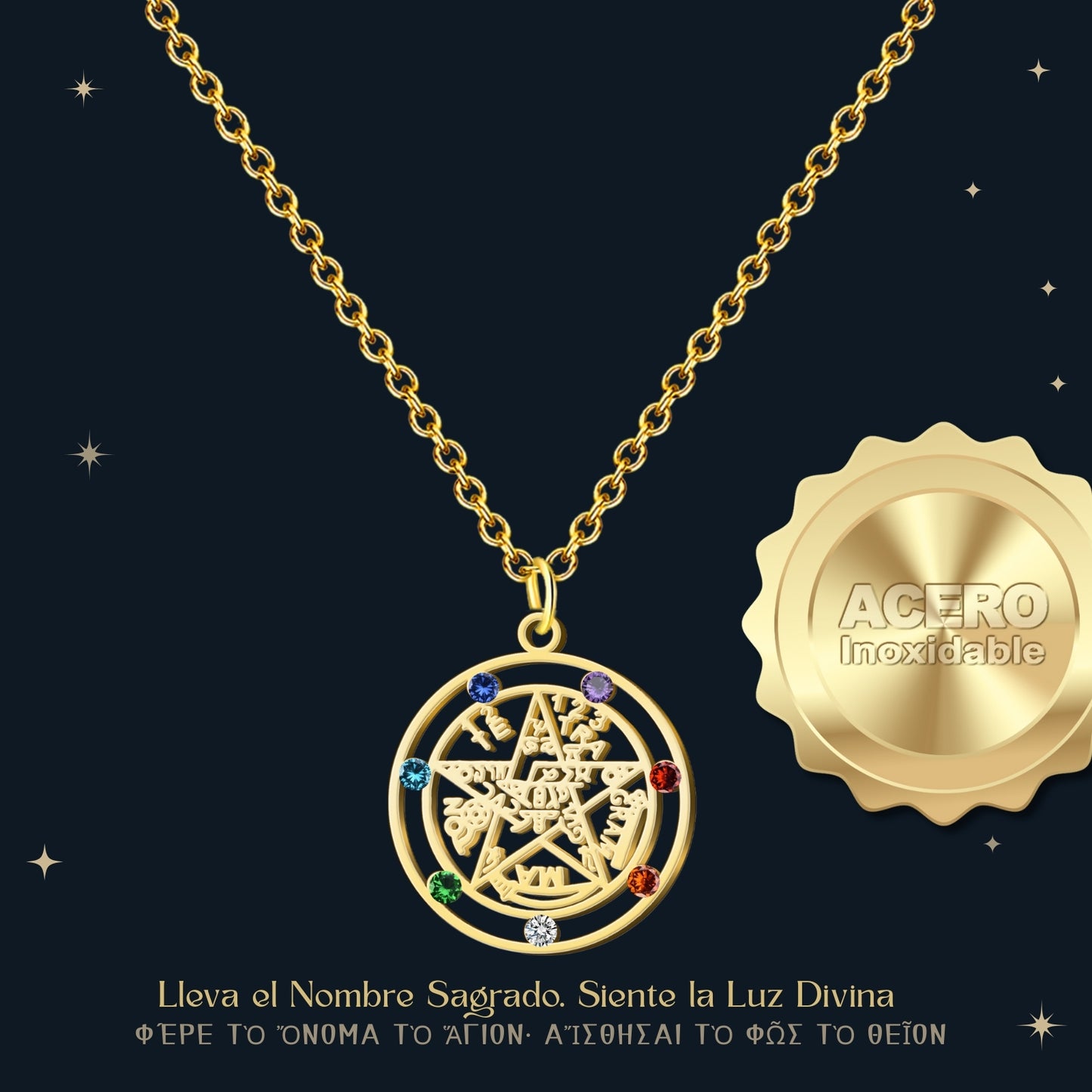 Colgante Tetragramaton Acero color Dorado