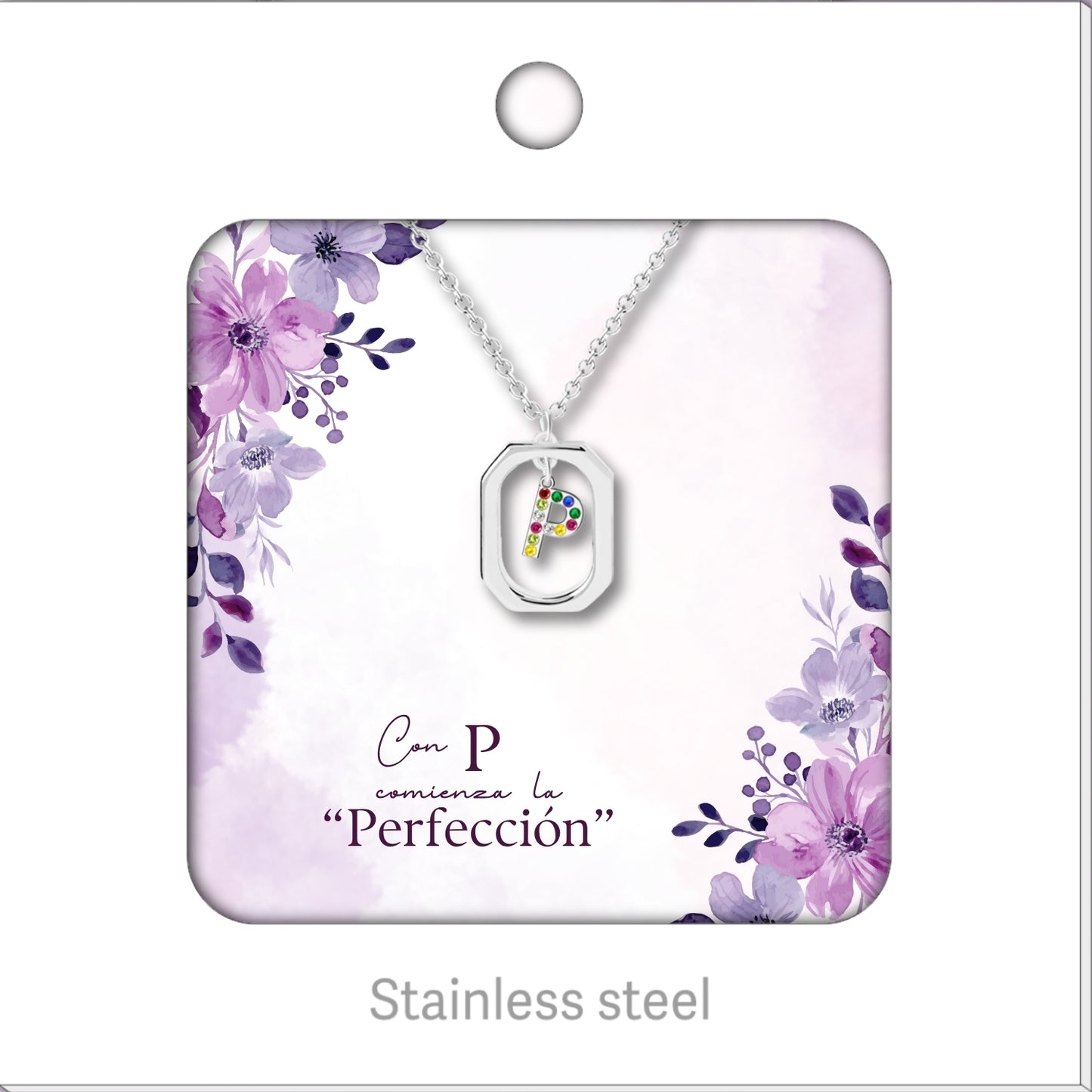 Collar Letra Inicial Acero Inoxidable con Tarjeta diseñado y Caja de Regalo, Regalo para Cumpleaños, Navidad, Día de Madera, San Valentín