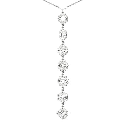 Collar 7 Chakras Acero Inoxidable , color Plateado✨ Amuleto Energético con Regalo Pulsera Nudo de Bruja